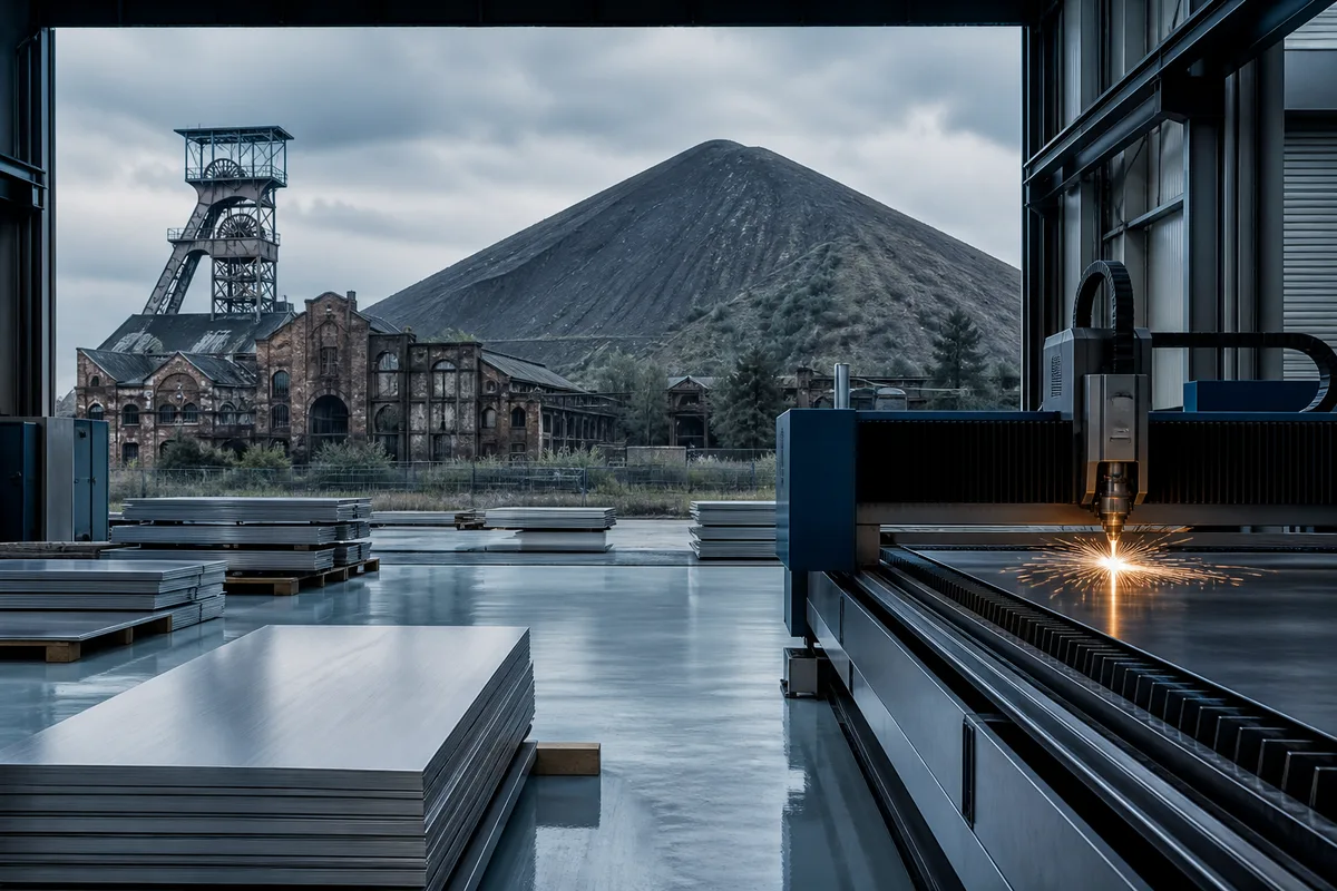 Terril et vestiges industriels du bassin minier sous un ciel gris